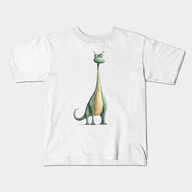 Cute Dinosaur - Brontosaurus Kids T-Shirt by Mimeographics